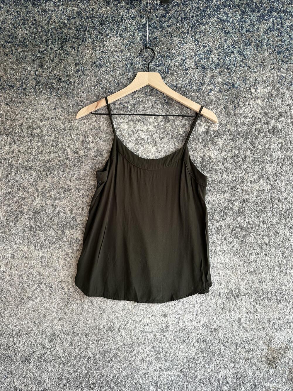 Xirena Tank Top Womens Small Brown 100% Rayon Made USA Spaghetti Strap Cami